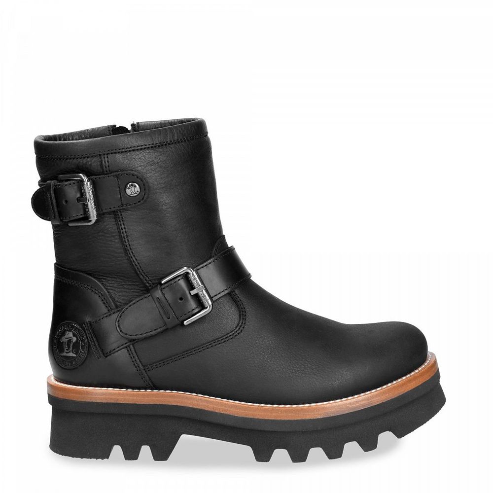 Panama Jack Women's Biker Boots USA Panama Jack Singapur Black Napa Grass